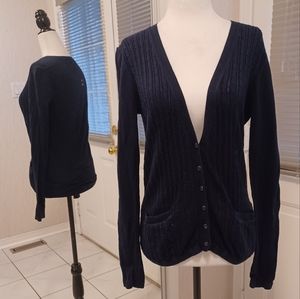 $4 Add-on Navy Blue Cardigan - Size Small